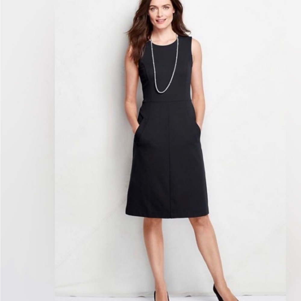 Black knee length sheath dress, perfect LBD, Land’s End
